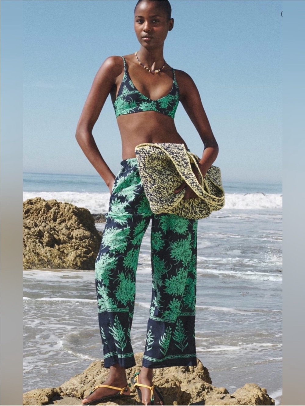 J. Crew Navy Matcha Beach Pant Pineapple Print NWT Medium